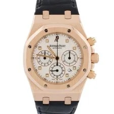 Audemars Piguet — Audemars Piguet Royal Oak Chronograph White 18k Rose Gold Leather 39mm 26022OR — Watch — resale