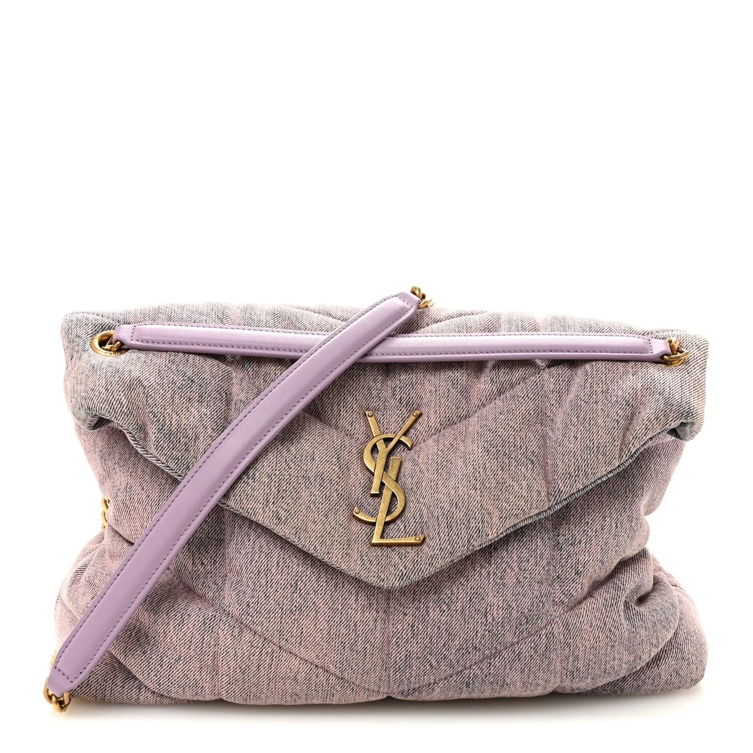 Saint Laurent — Medium Loulou Puffer Chain Satchel Bleached — Handbag — resale