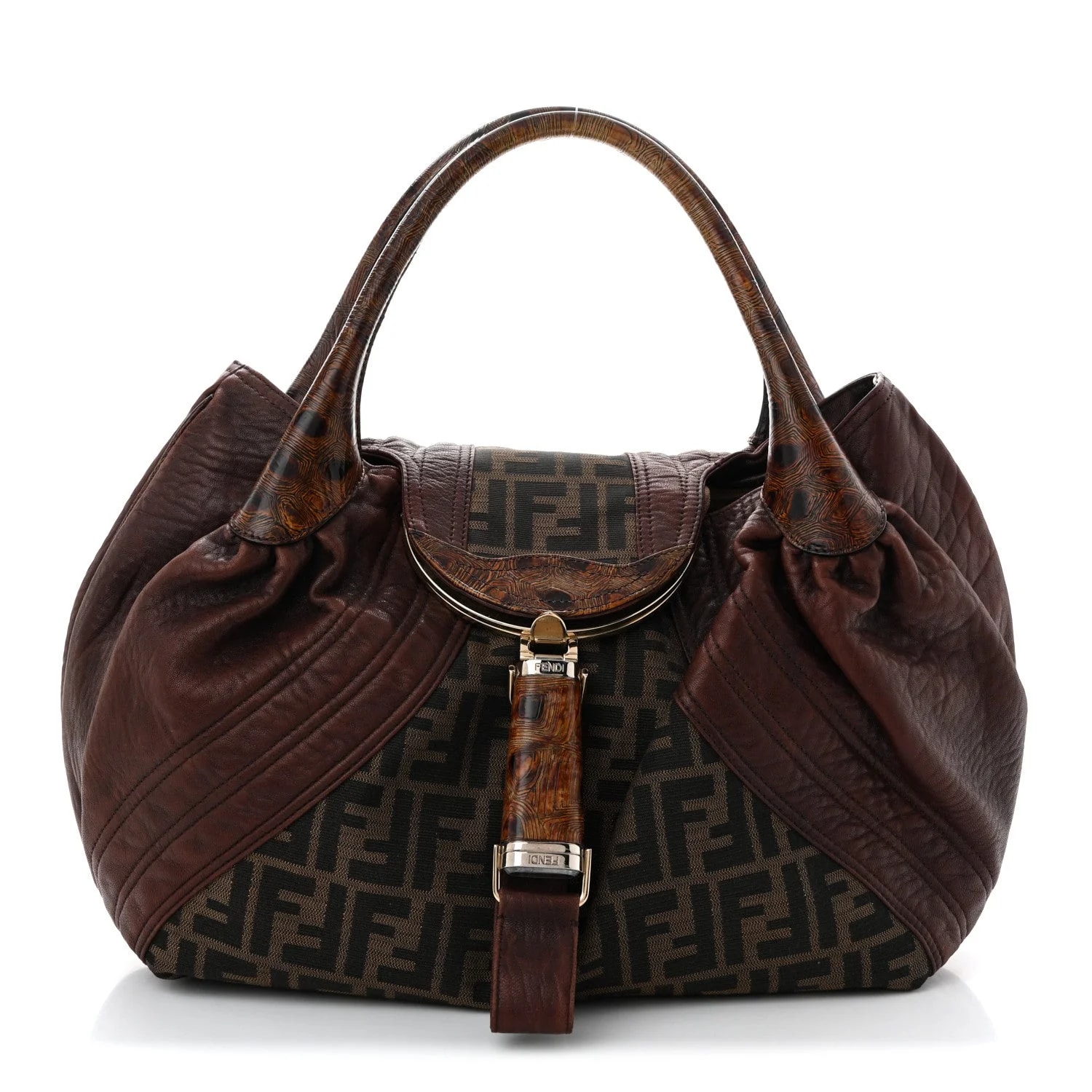 Fendi — Nuvolata Vitello Tortuga Spy Moro — Handbag — resale