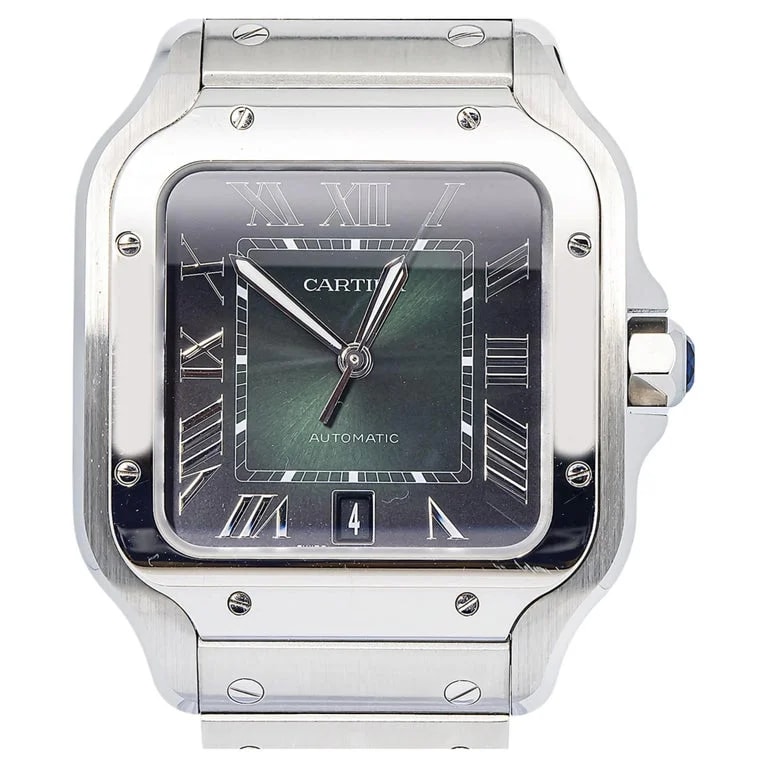 Cartier — Cartier Santos de Stainless Steel Green Dial Automatic — Watch — resale