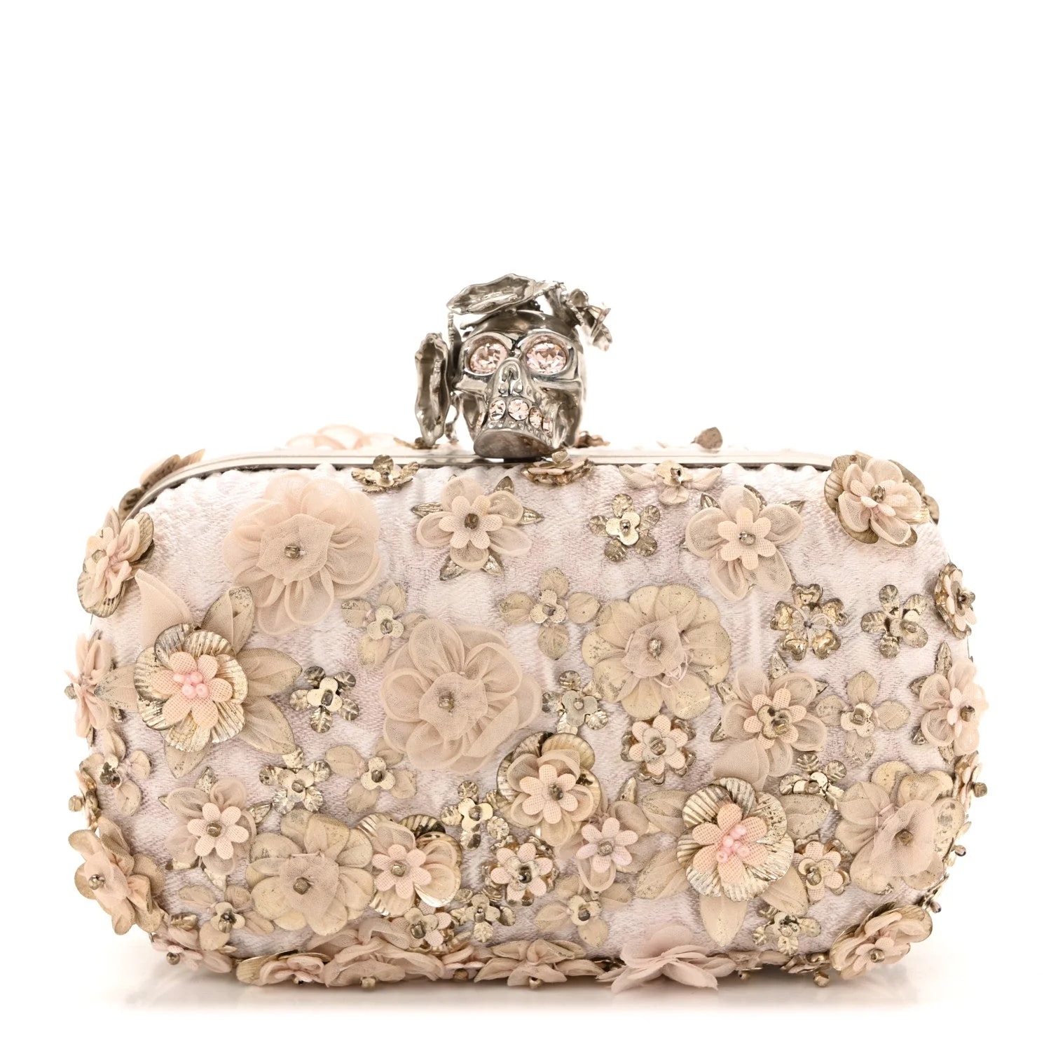 Alexander McQueen — Flower Appliqued Brocade Skull Box Light — Handbag — resale