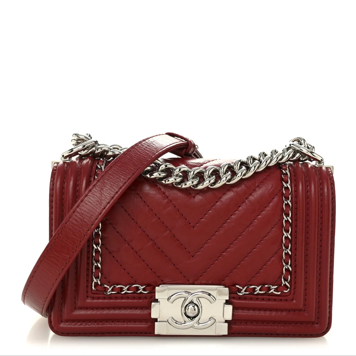 Chanel — Aged Chevron Small Jacket Boy Flap — Handbag — resale