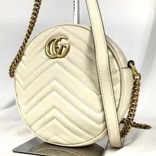 Gucci — Gucci 550154 GG Marmont White Gold Chain Crossbody From JP — Handbag — resale