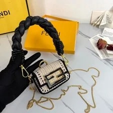 Fendi — Fendi Nano Baguette Mini Woven Chain Strap — Handbag — resale