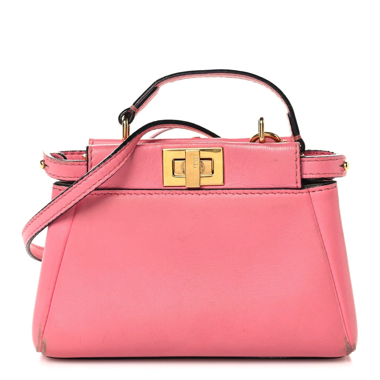 Fendi — Shiny Micro Peekaboo Iconic Satchel Rosa Fluo — Handbag — resale