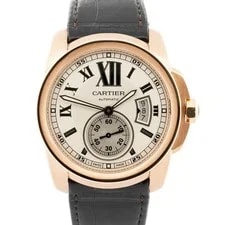 Cartier — Cartier Calibre Ivory Roman 42mm 18K Rose Gold Leather 3300 / W7100009 — Watch — resale