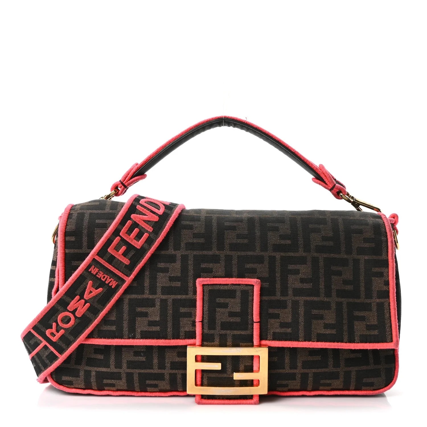 Fendi — Fabric 1974 Large Baguette Moro Fuxia Fluo — Handbag — resale