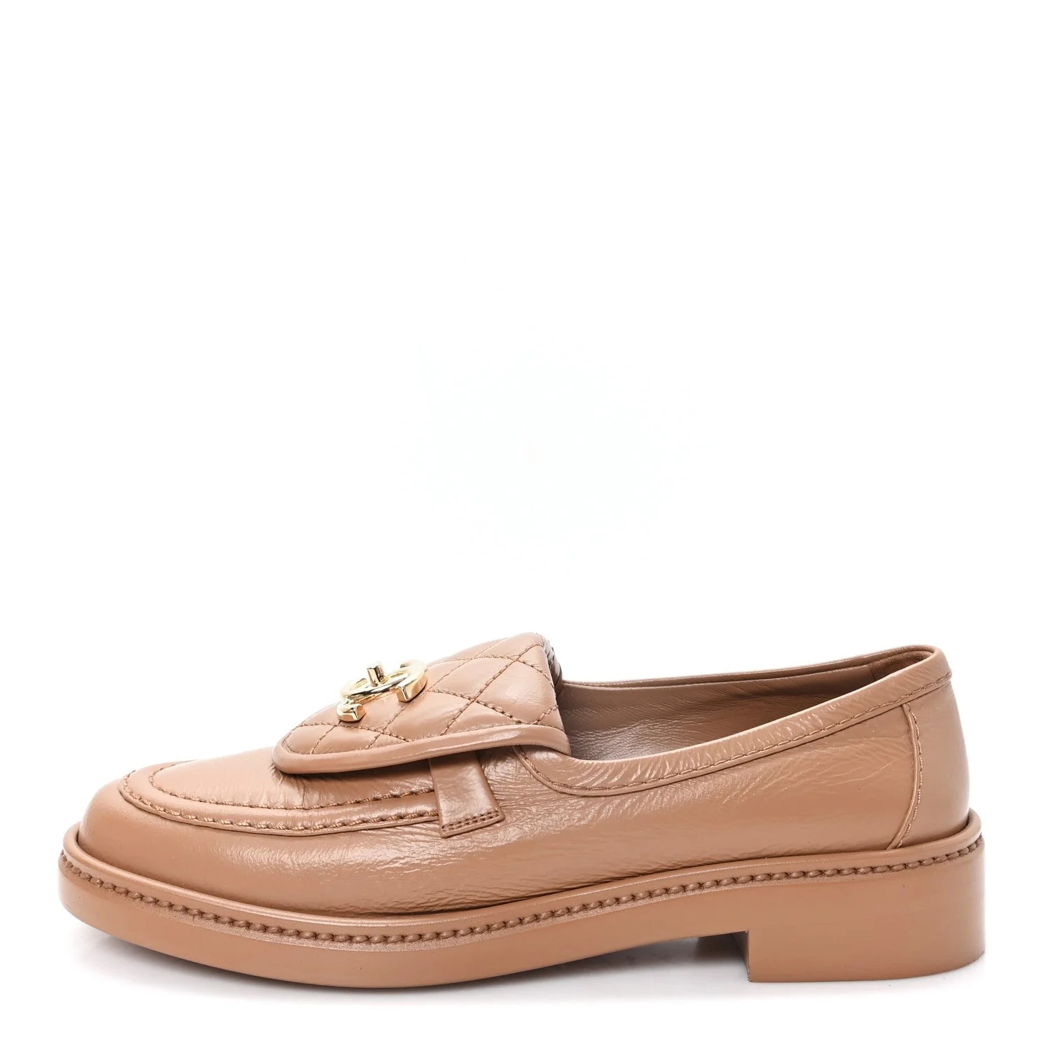 Chanel — Crumpled CC Turnlock Moccasins 35.5 Dark — Designer Shoe — resale
