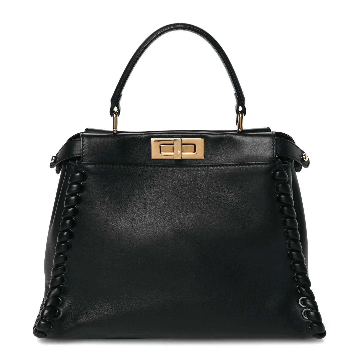Fendi — Vitello Seta Lace Up Medium Peekaboo Iconic Satchel — Handbag — resale