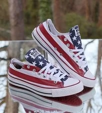 Converse — Converse Chuck Taylor All Star Low Americana ’S Size 8 Custom — Sneaker — resale