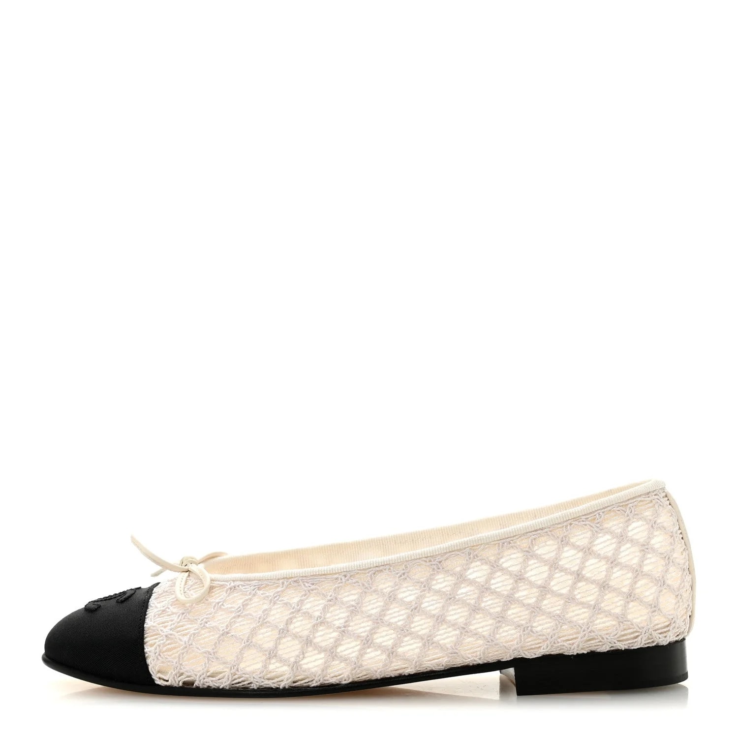 Chanel — Embroidered Grosgrain Cap Toe Ballerina 37.5 — Designer Shoe — resale