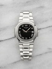 Patek Philippe — 2000s Patek Philippe Nautilus 3800/1A Stainless Steel Black Roman Dial Auto 37mm — Watch — resale
