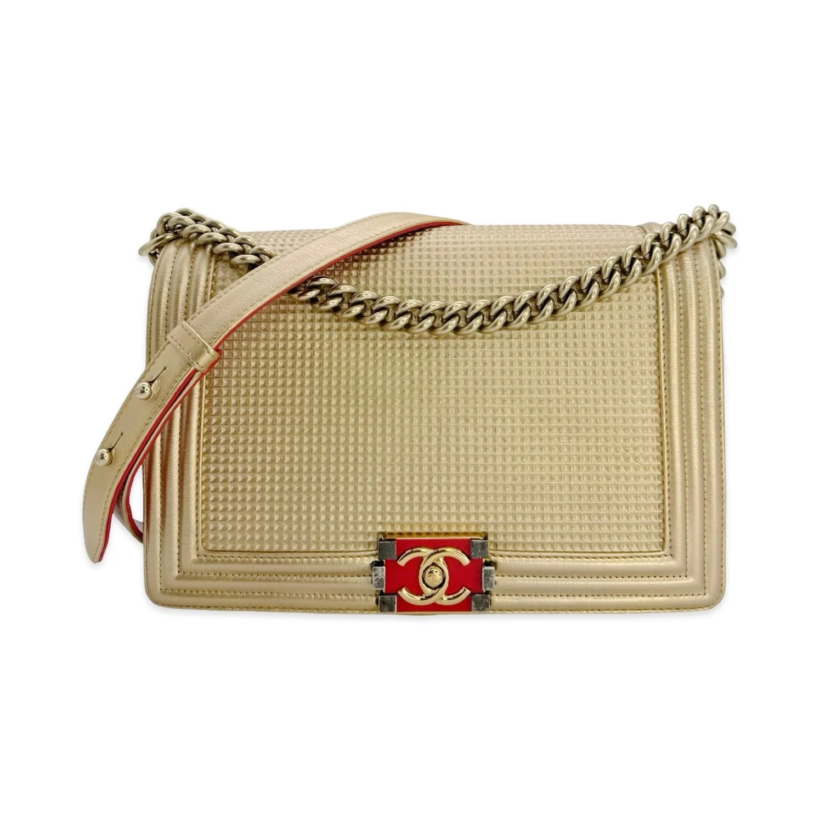 Luv Luxe Scottsdale — Chanel Cube Embossed Large Enamel Boy — Handbag — resale