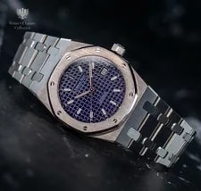 Audemars Piguet — Audemars Piguet Royal Oak 33mm Blue Tapisserie - 15000ST Automatic — Watch — resale