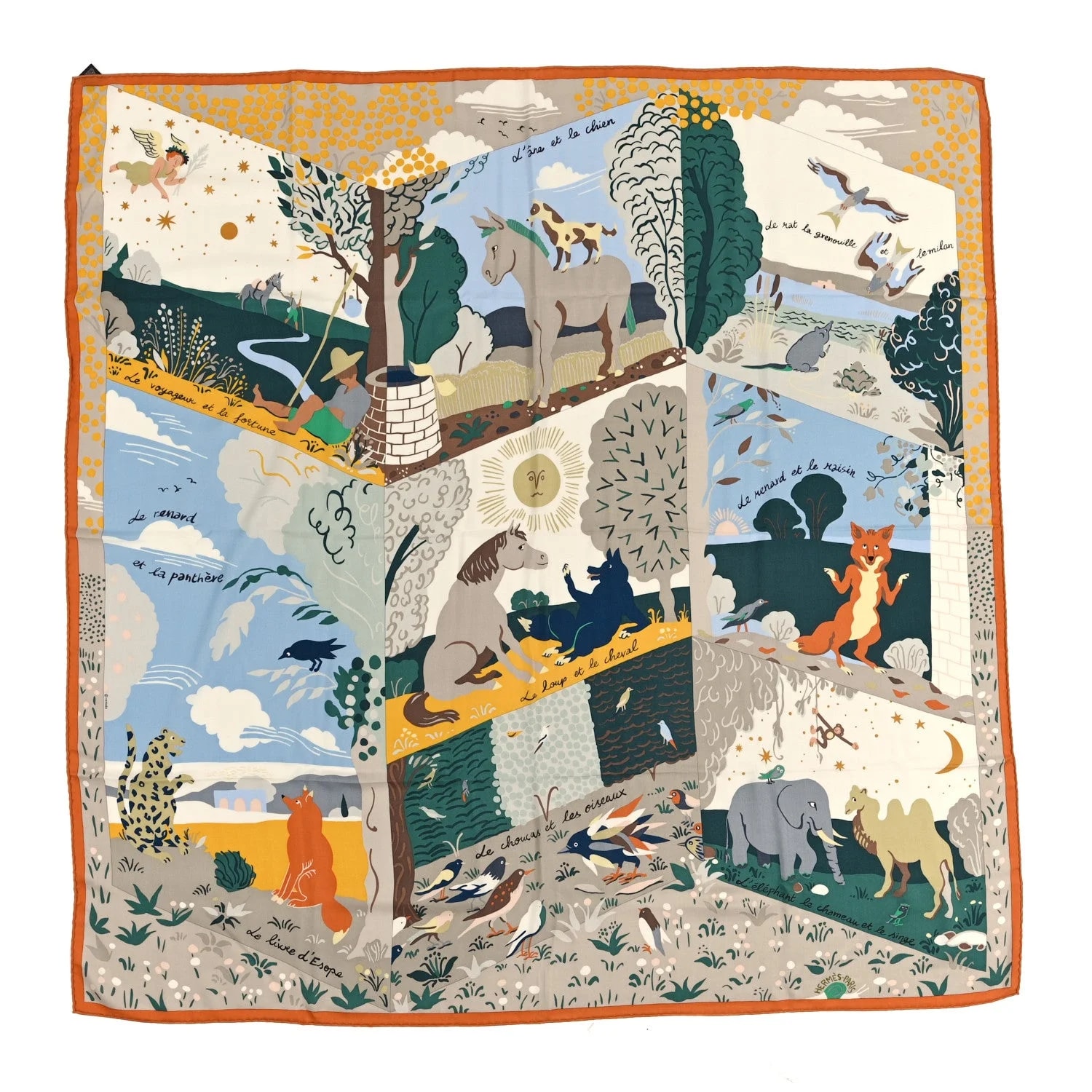 Hermès — le Livre D'Esope Shawl 140 Ciel — Accessory — resale