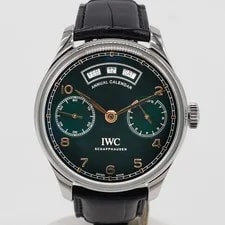 IWC — IWC Portuguese Annual Calendar Green Steel Limited 44mm IW503510 Leather Auto — Watch — resale