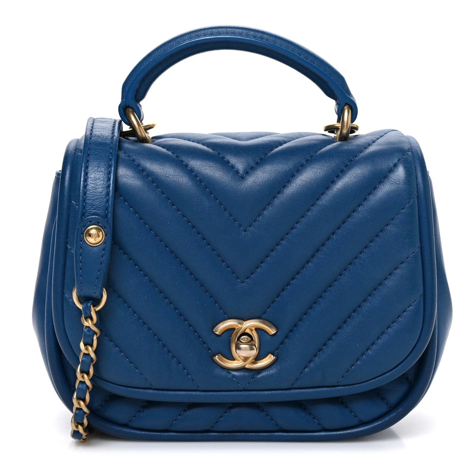 Chanel — Reverse Chevron Round Top Handle Flap — Handbag — resale
