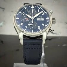 IWC — IWC Pilot Chronograph 43 Blue Dial IW377714Full Set 2017 + OEM Calfskin & Rubber — Watch — resale