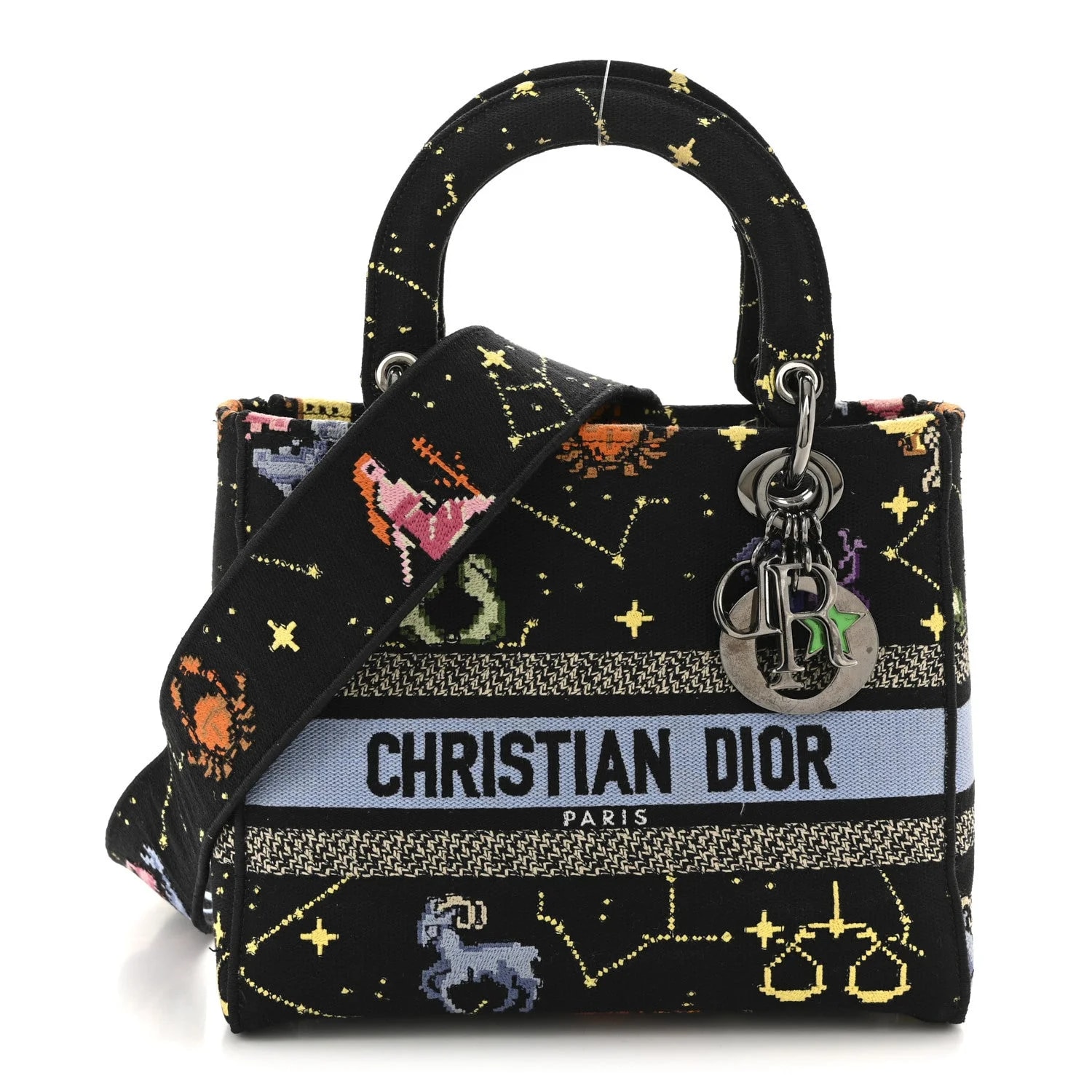 Dior — Pixel Zodiac Embroidered Medium Lady D-Lite — Handbag — resale