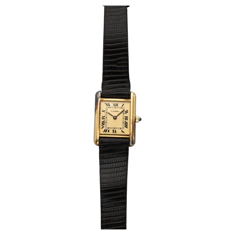 Cartier — 1980s Cartier Tank 66001 Vermeil Champagne Roman Dial Quartz 21mm — Watch — resale