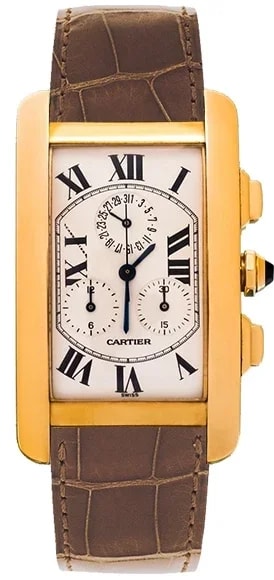 Worldofluxuryus — Cartier Tank Americaine Chronograph 18K Yellow Gold — Watch — resale