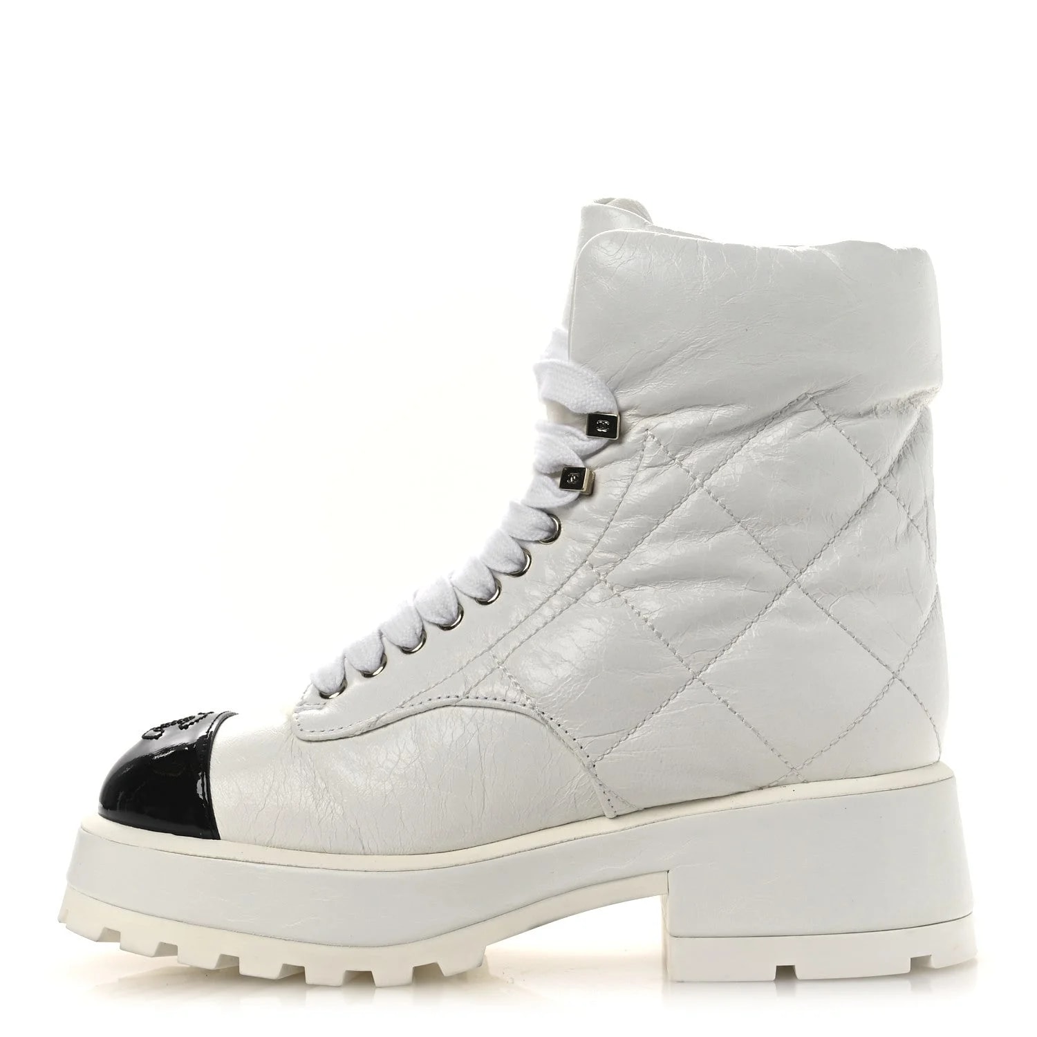 Chanel — Crumpled Lace Up Combat 37 — Designer Shoe — resale