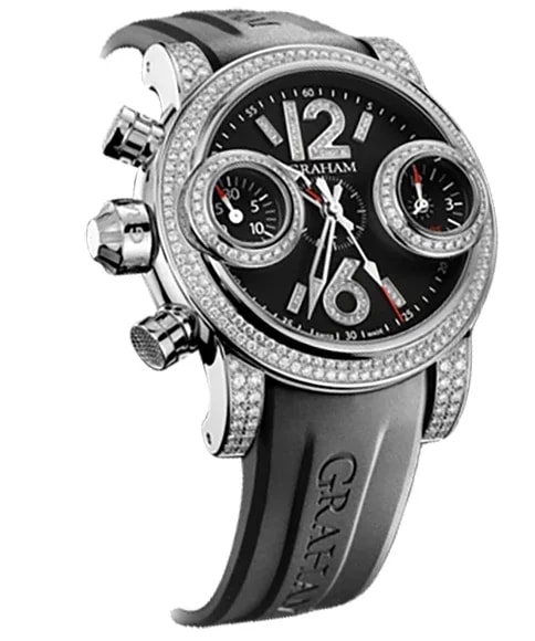 Worldofluxuryus — Graham Swordfish Big Bling Chronograph Stainless Steel & Diamonds Lady's — Watch — resale