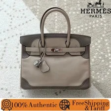 Hermès — Auth Hermès Birkin30 Ghillies Asphalte Etoupe Tadelakt PHW — Handbag — resale