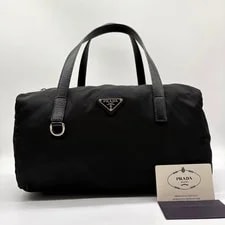 Prada Mini Boston Triangle Logo Tag Auth