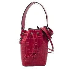 Fendi — Fendi Montresor Mini 8BS010 Embossed Drawstring Auth — Handbag — resale
