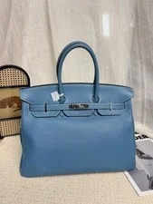 Hermès — Hermes Birkin 35 Jean PHW Stitch Square L Auth — Handbag — resale