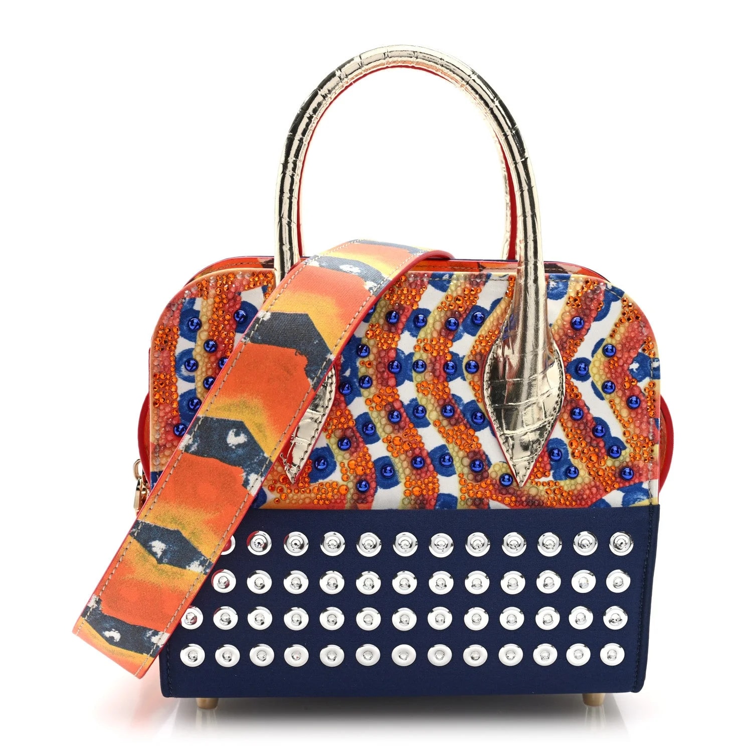 Christian Louboutin — Crepe Embroidered Gaagal Mini Eloise Magma — Handbag — resale