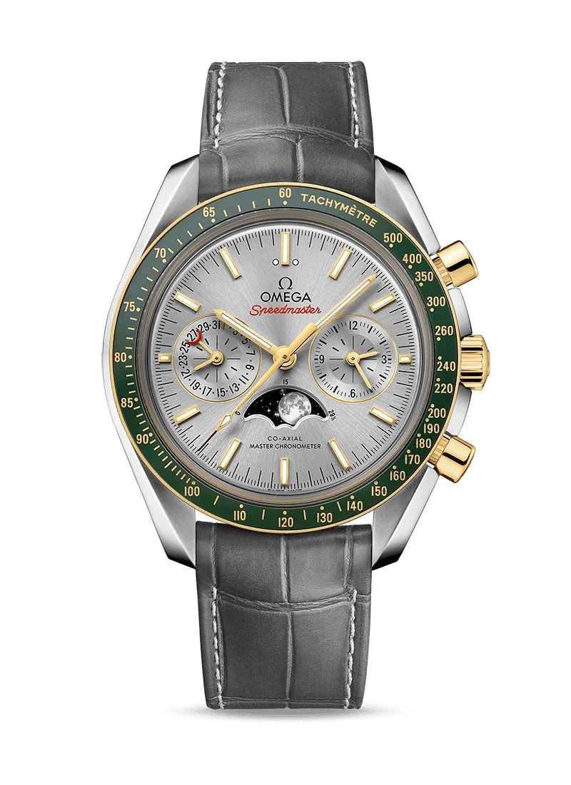 Worldofluxuryus — Omega Speedmaster Two Counters MoonPhase Stainless Steel & Ceramic & 18K Yellow Gold — Watch — resale