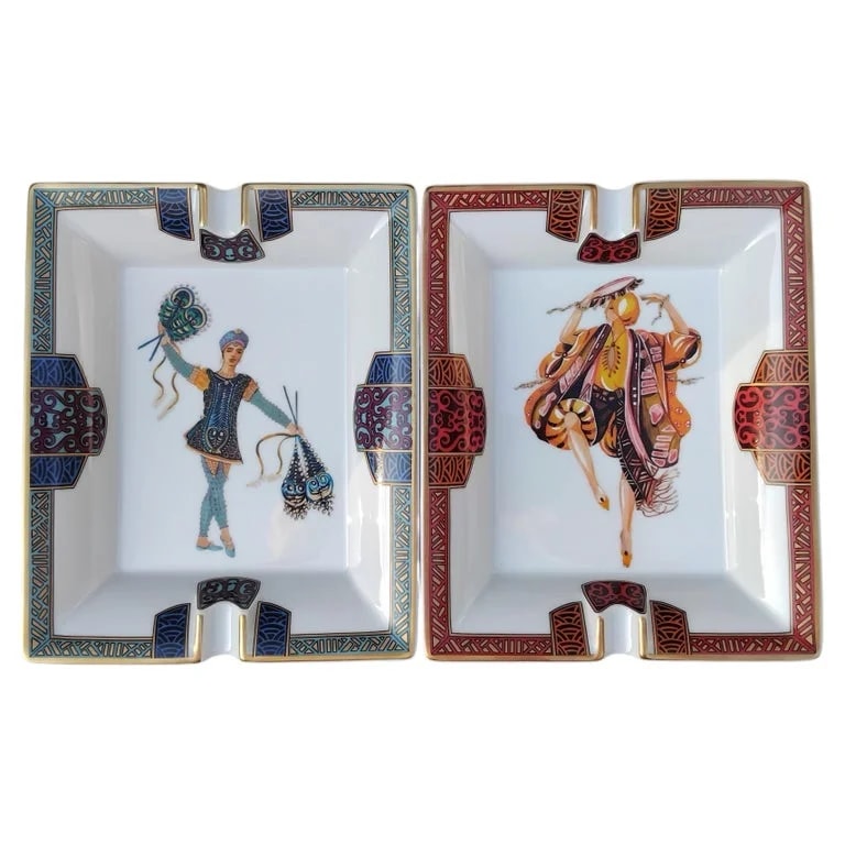 Hermès — Hermès Set of 2 Matching Ashtrays Russian Ballets Russia Porcelain — Designer Shoe — resale