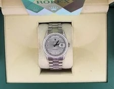 Rolex — 2004 Rolex Day-Date 118389 Rhodium Diamond Dial 18kt WG President W Papers 36mm — Watch — resale