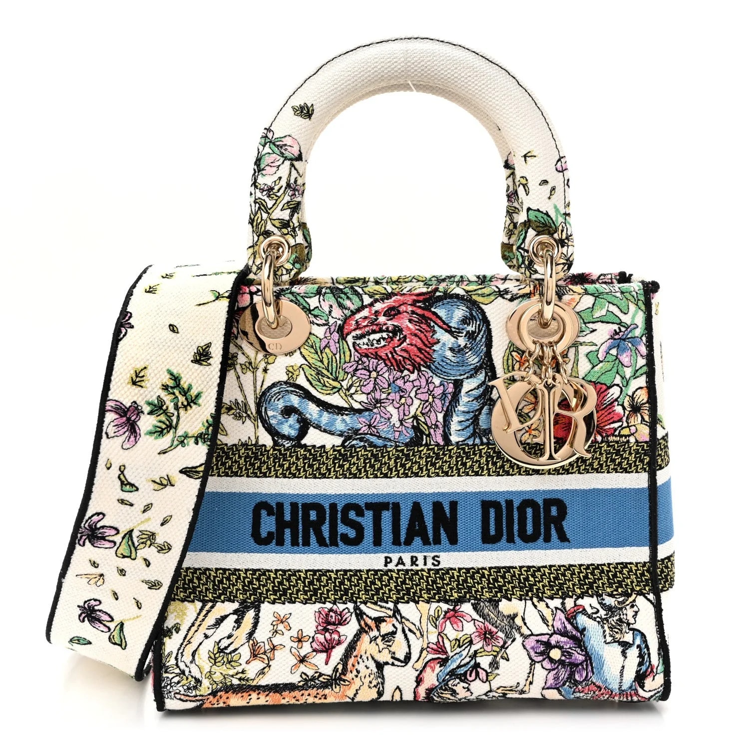 Dior — D-Constellation Embroidered Medium Lady D-Lite Latte — Handbag — resale