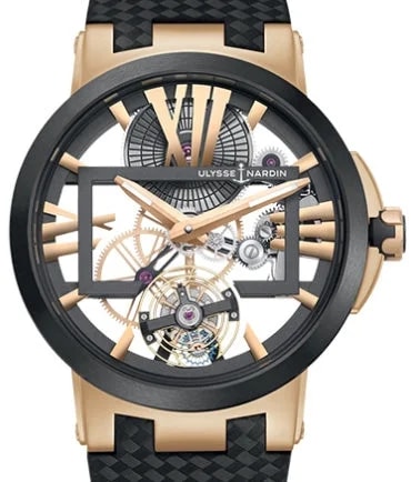 Worldofluxuryus — Ulysse Nardin Executive Skeleton Tourbillon 18K Rose Gold & Ceramic — Watch — resale