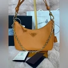 Prada — Prada Lux Chain Strap Zipper Accents Dust — Handbag — resale