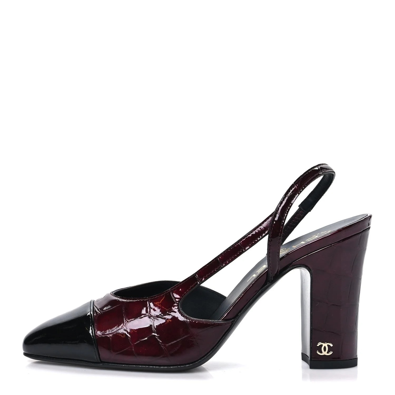 Chanel — Embossed CC Cap Toe CC Slingback 38 Dark — Designer Shoe — resale