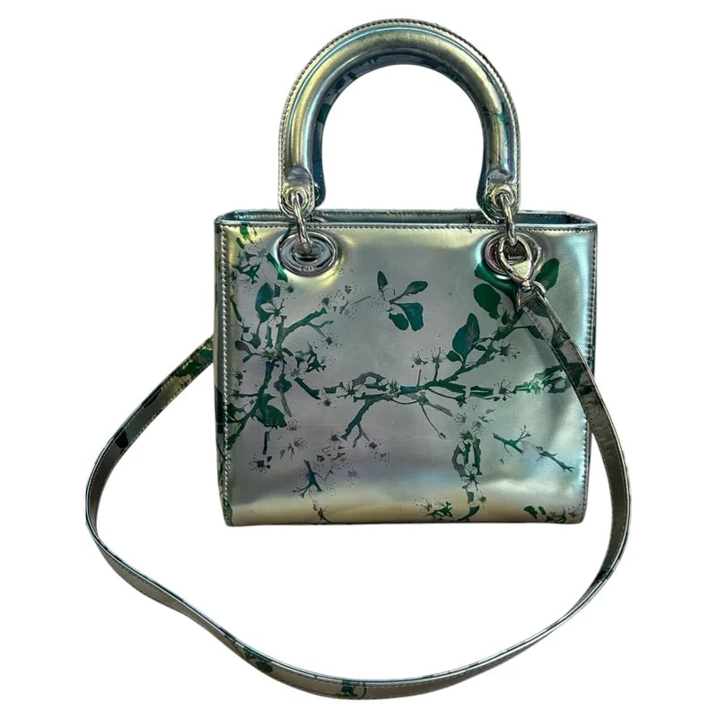 Dior — Christian Dior Medium Sized Lady in Metallic With Floral Design — Handbag — resale