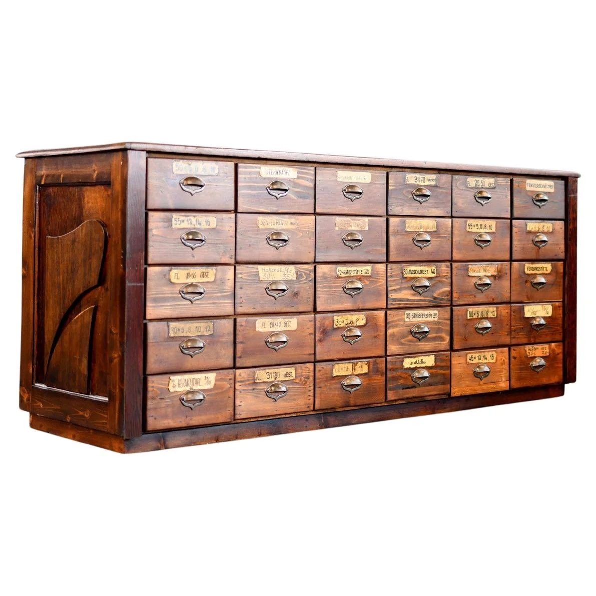 Art Nouveau Ironmongers Shop Counter Drawers Circa 1910s — Furniture — resale