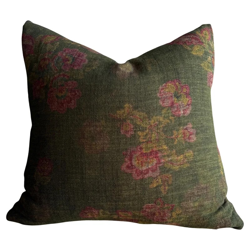 Gracie Floral Pillow in 100% Linen with Down Insert 20" x 20" — decorative_object — resale