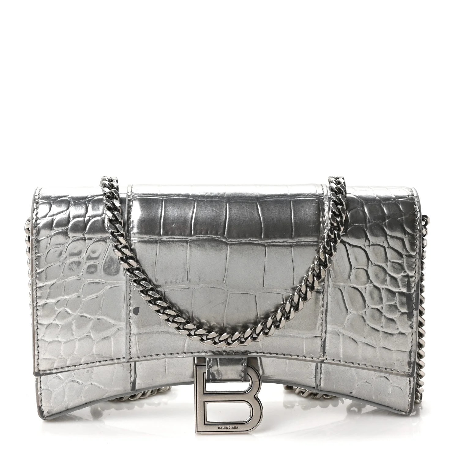 Balenciaga — Metallic Embossed Hourglass Chain — Handbag — resale