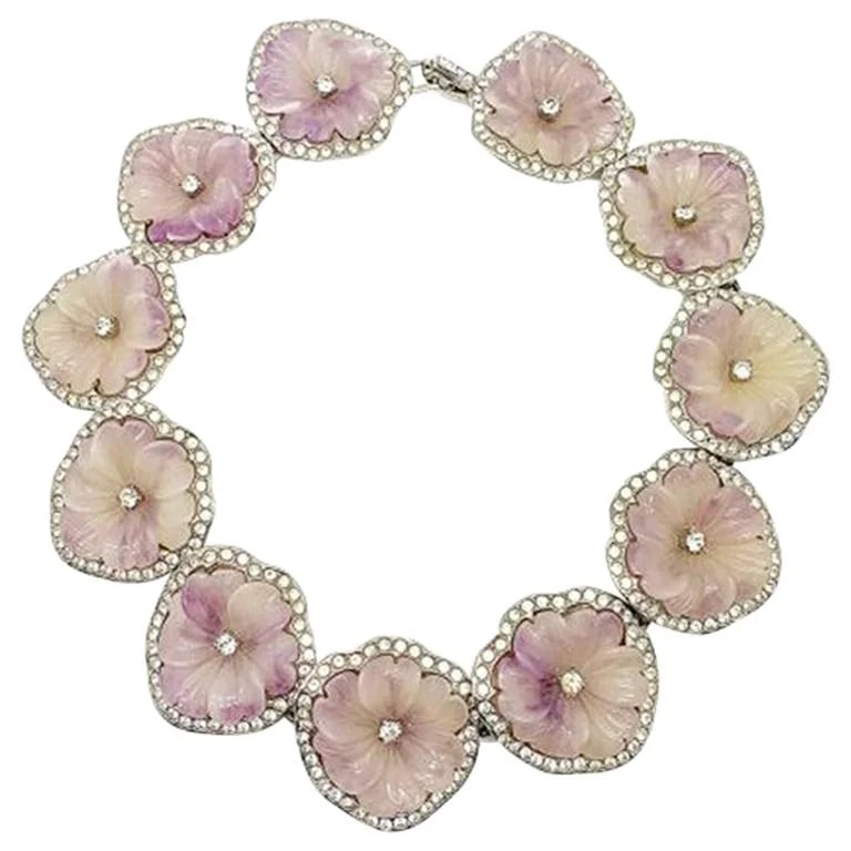 Kenneth Jay Lane — Kenneth Jay Lane KJ Pansy Panel Collar 1980s — Jewelry — resale