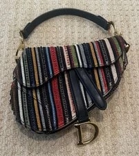 Dior — Christian Dior Mini Saddle Striped Beaded Two Way — Handbag — resale