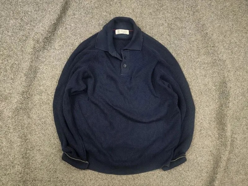Brunello Cucinelli — Brunello Cucinelli Polo Long Sleeve Sweater English Rib — streetwear — resale
