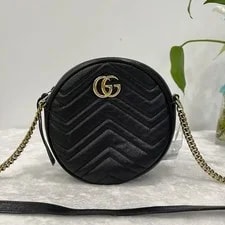 Gucci — Gucci GG Marmont Round Chevron Quilted Hardware Auth — Handbag — resale