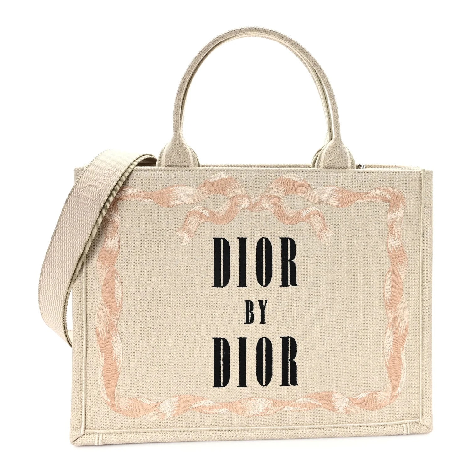 Dior — Embroidered Medium Book Tote With Strap — Handbag — resale