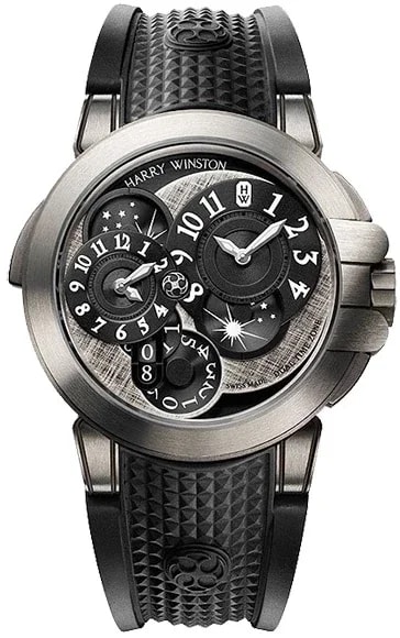Worldofluxuryus — Harry Winston Ocean Collection Dual Time Monochrome Zalium — Watch — resale