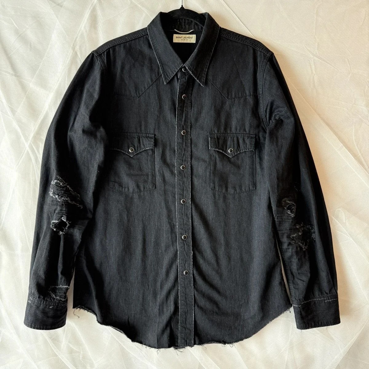 Saint Laurent Paris — Saint Laurent Paris Distressed Western Shirt — streetwear — resale